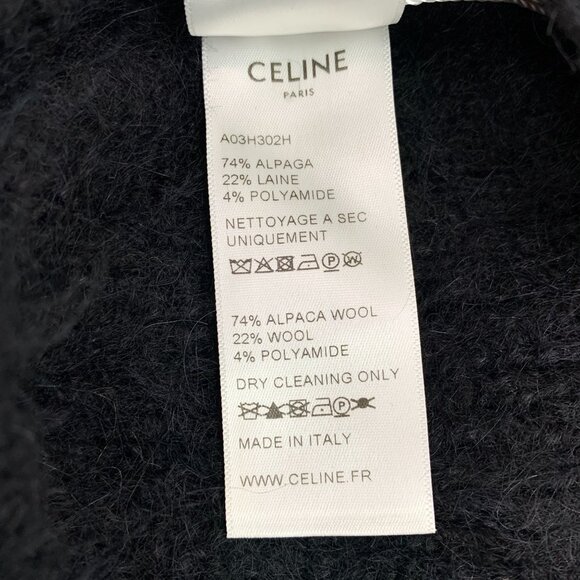 Celine Black Alpaca Wool Long-Sleeved Knitted Sweater With Animal Print Detail S - Picture 3 of 7
